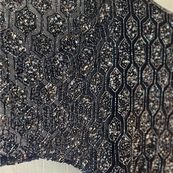 Pisarro Nights Navy Long Sequins and Beads Long Dress Size 4 NWT - Picture 3 of 8